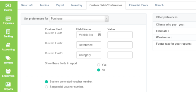 Custom Fields in ProfitBooks