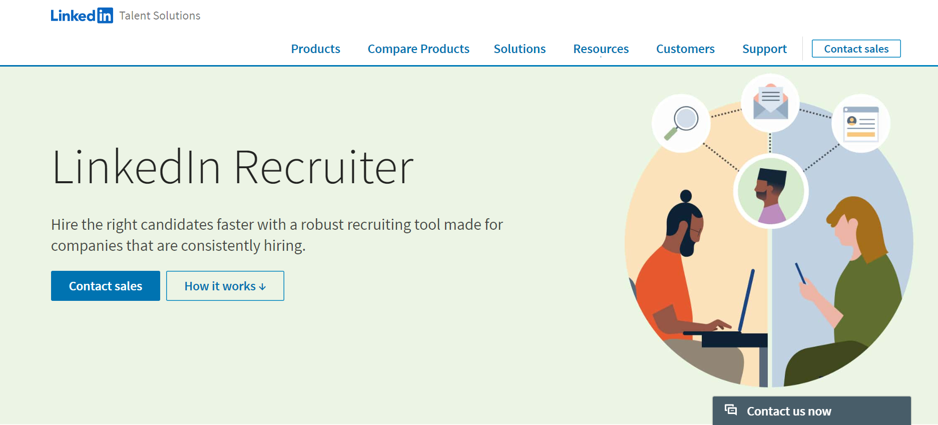 Linkedin recruiter home page to procure interns.