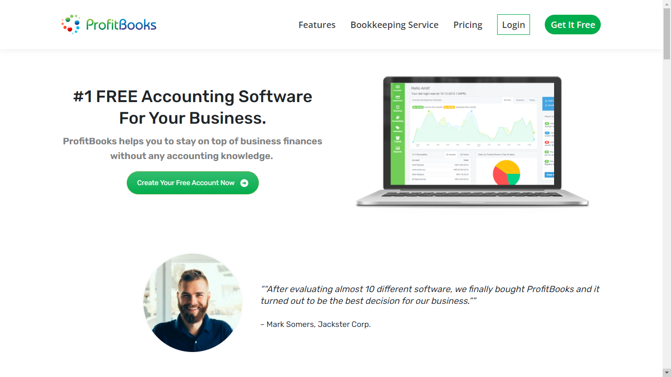 ProfitBooks Home Page (Accounting Software)
