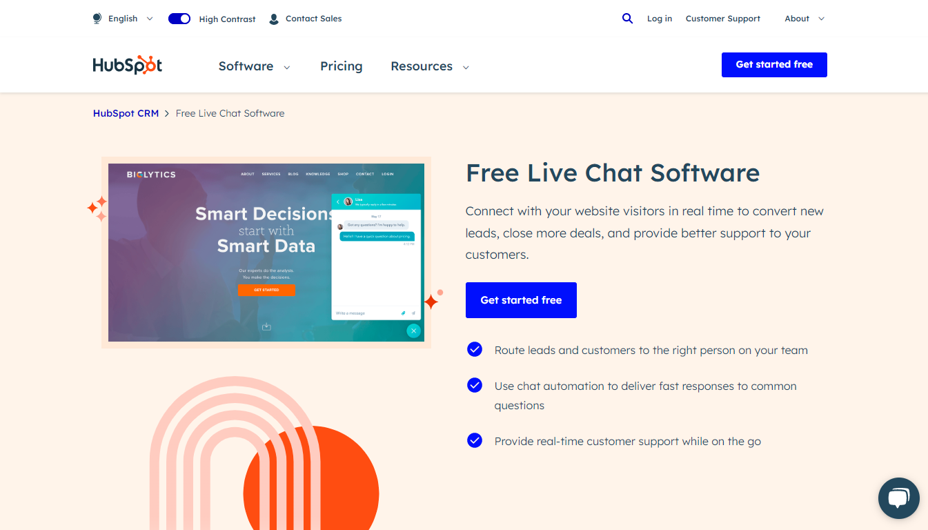 Hubspot Live Free Chat Software