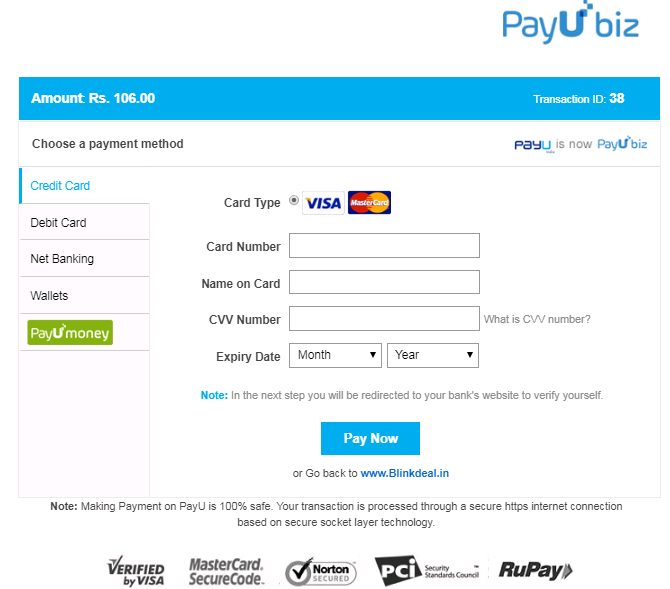PayUBiz - International Payment Gateway - Checkout Page